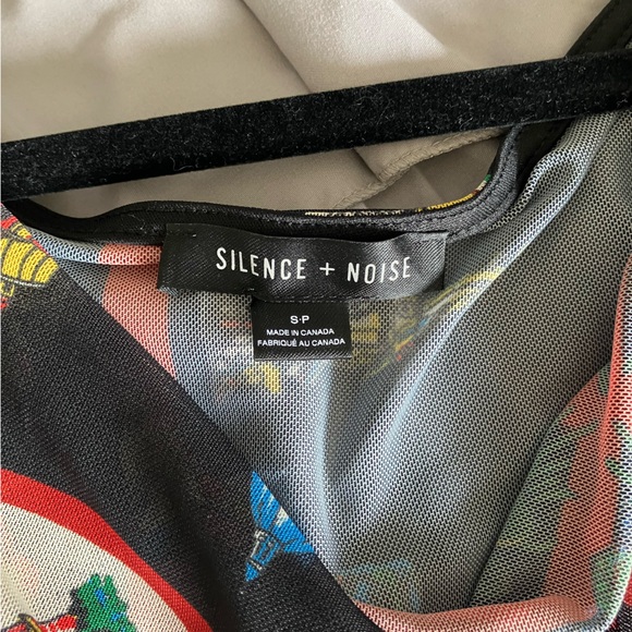 Silence + Noise Black and Multicolor Graphic Cowl Neck Top - Picture 3 of 5